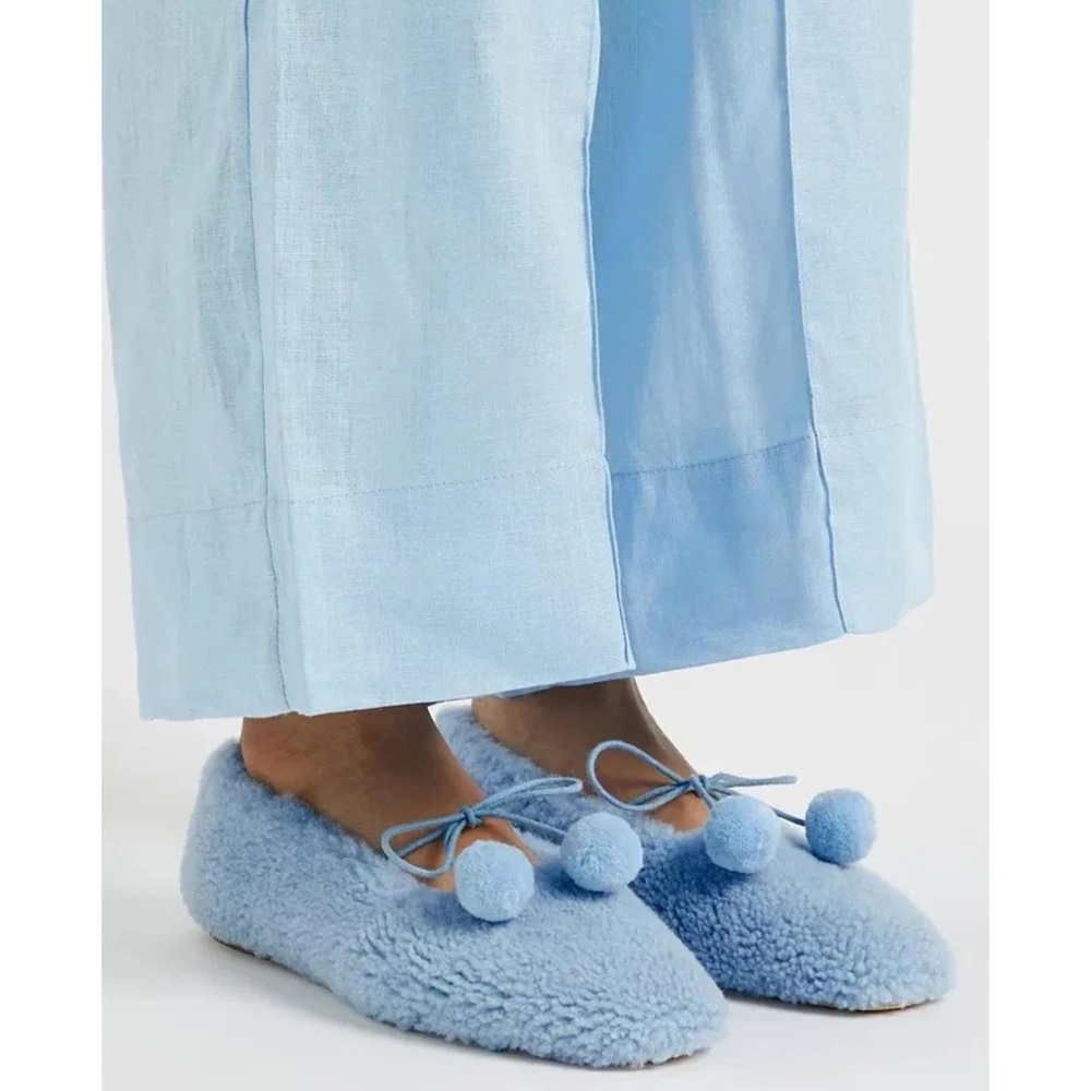 Sleeper Lulu Genuine Shearling Slippers, baby blue Size US 6, IT 36,